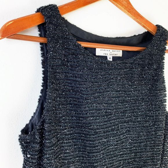 Andrea Polizzi Rex Lester Formal Sleeveless Top Medium Cocktail Metallic Black M - Picture 3 of 5